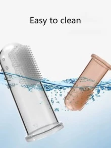 1pc Pet Cleaning Brush Storage Box + Silicone Toothbrush - Pink - View 6