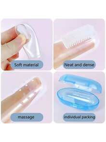 1pc Pet Cleaning Brush Storage Box + Silicone Toothbrush - Pink - View 8