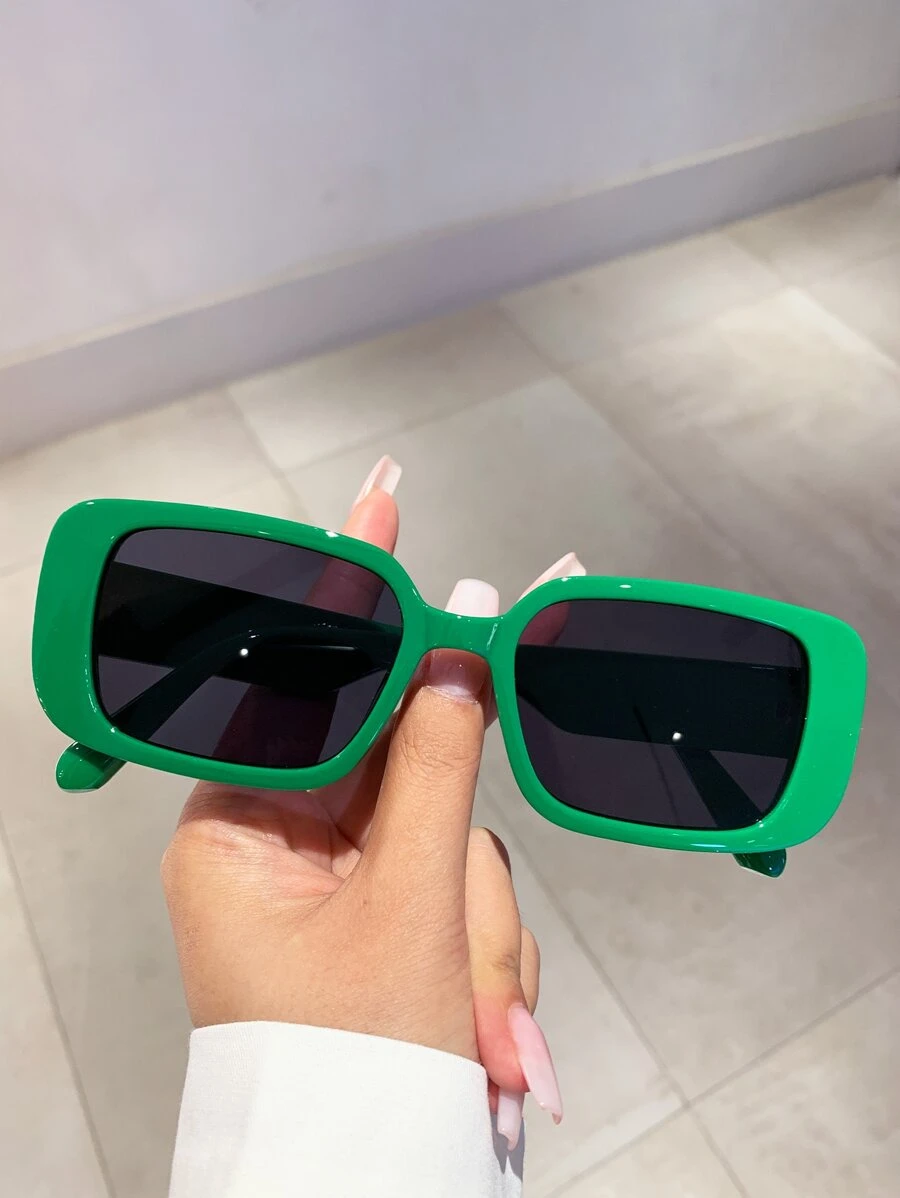 Square Frame Fashion Glasses Cute Shades Beach Accessories Beach Accessories For Women Glasses Shades Basics Fall Winter Women Outfits Clothes Business Casual Gifts - Green - View 1