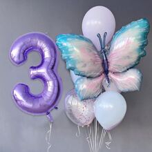 10 个巨型渐变粉紫色蝴蝶气球，40 英寸 0-9 数字气球，生日快乐气球，迎婴派对，生日派对装饰品 - 紫色 - 查看 4
