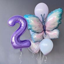 10 个巨型渐变粉紫色蝴蝶气球，40 英寸 0-9 数字气球，生日快乐气球，迎婴派对，生日派对装饰品 - 紫色 - 查看 3