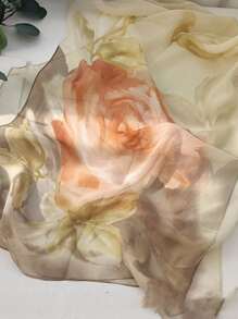 1pc Floral Print Scarf Elegant Boho Scarf For Outdoor And Traveling - Multicolor - View 2