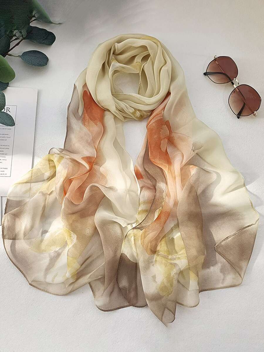 1pc Floral Print Scarf Elegant Boho Scarf For Outdoor And Traveling - Multicolor - View 1