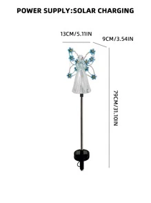1pc PC Solar Lawn Lamp, Modernist Flower Decor Angel Design Waterproof Solar Pathway Light For Garden, Outdoor Garden Lighting For Pathway, Yard, Patio - Blue - View 3