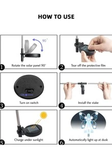 1pc PC Solar Lawn Lamp, Modernist Flower Decor Angel Design Waterproof Solar Pathway Light For Garden, Outdoor Garden Lighting For Pathway, Yard, Patio - Blue - View 4