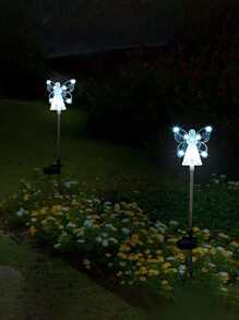 1pc PC Solar Lawn Lamp, Modernist Flower Decor Angel Design Waterproof Solar Pathway Light For Garden, Outdoor Garden Lighting For Pathway, Yard, Patio - Blue - View 6