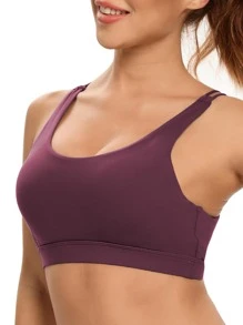 SHEKINI 後鏤空運動型文胸 - 紅色 - 查看 4