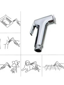 浴室廁所淋浴適配器噴霧器坐浴盆淋浴噴頭水嘴噴霧灑水器浴室配件 - 銀色 - 查看 6