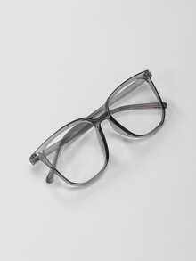 1pair Non-prescription Clear Lens Glasses - Dark Grey - View 1