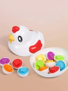 1pc Matching Early Education Color Shape Recognition Simulation Egg Toy - White - View 1