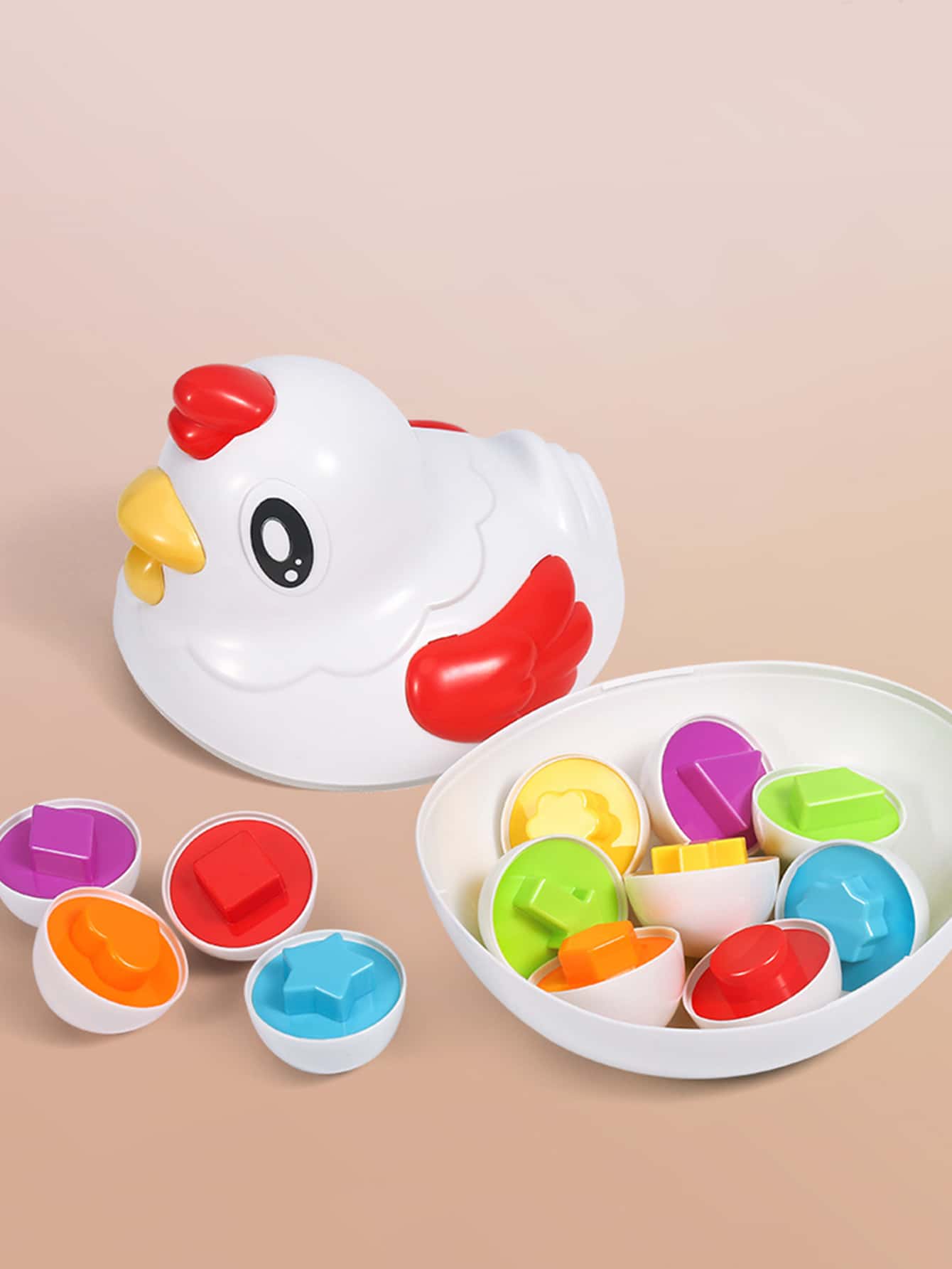 1pc Matching Early Education Color Shape Recognition Simulation Egg Toy - White - View 1
