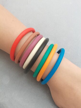 8pcs/set Multicolor Rubber Elastic Gothic Style Statement Bracelet