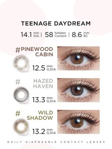 moody Daily Disposable Colored Contact Lenses Teenage Daydream Collection, Cosmetic Contact Lenses Eyeslens, Fashion Beautiful Classics Big Eyes Lens For Women & Girl, Hazed Haven (Hazy Grey) - 1 Day, 10 pcs - HAZED HAVED - View 4