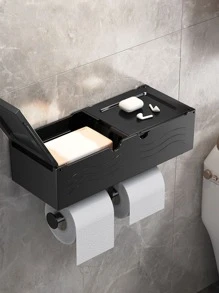 1pc Multifunction Tissue Storage Rack - Black - View 4