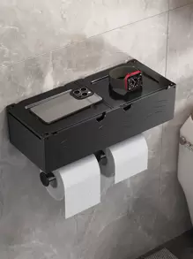 1pc Multifunction Tissue Storage Rack - Black - View 1