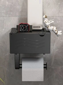 1pc Multifunction Tissue Storage Rack - Black - View 2