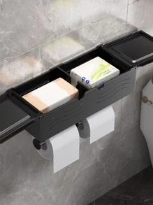 1pc Multifunction Tissue Storage Rack - Black - View 3