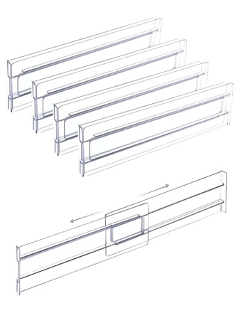 4 piezas/Juego Organizador divisor de cajón de plástico transparente, ajustable para ropa, utensilios de cocina y almacenamiento de oficina Decoraciones Decoración de otoño Decoración de festival Decoración de habitación Decoración para el hogar Decoración de otoño Decoración de dormitorio