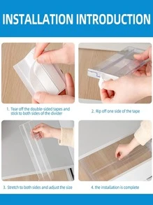 4pcs/Set Clear Plastic Drawer Divider Organizer, Adjustable For Clothing, Kitchen Utensils And Office Storage Decorations Autumn Decor Festival Decor Room Decor Home Decor Fall Decor Bedroom Decor - Clear - View 7