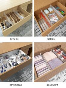 4pcs/Set Clear Plastic Drawer Divider Organizer, Adjustable For Clothing, Kitchen Utensils And Office Storage Decorations Autumn Decor Festival Decor Room Decor Home Decor Fall Decor Bedroom Decor - Clear - View 5