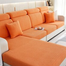 1 tấm bọc ghế sofa đàn hồi màu cam cho ghế sofa đơn, đôi, ba chỗ ngồi hình chữ L trong phòng khách - trái cam - Xem 2
