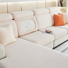 1入組白色彈性沙發墊套適用於單,雙,三座位L形沙發在客廳 - 白色 - 查看 6