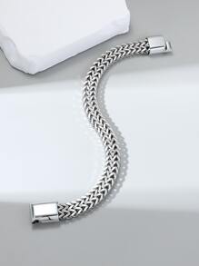 1 vòng đeo tay bằng thép titan phía trước và phía sau hai hàng phía trước và phía sau. Vòng tay chuỗi xương rồng - Bạc - Xem 3