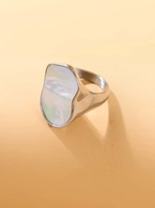 2 Chiếc Pháp Ins Phong Cách Độc Đáo Hình Vỏ Sò Màu Trắng Nhẫn/Trang Sức Tay Cho Món Quà Của Phụ Nữ/Mặc Dự Tiệc - Nhiều màu - Xem 2