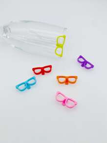 6入組/套矽膠多色眼鏡設計玻璃杯標識符，顏色隨機