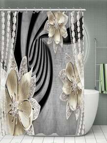 YBLZGCN 家居裝飾防水浴簾套裝帶12入組掛鉤馬桶蓋浴室坐浴墊防滑地毯滌綸織物窗簾窗戶浴室配件 - 彩色 - 查看 2