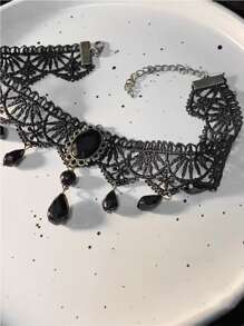 1 pièce Sombre Style Gothique Noir En Dentelle Ras-du-cou Pour Femme Fête Costume Accessoire