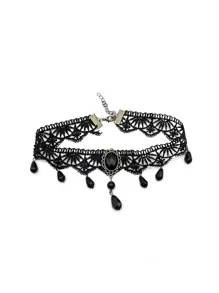 1 pièce Sombre Style Gothique Noir En Dentelle Ras-du-cou Pour Femme Fête Costume Accessoire