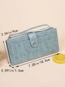 Ví dài in hình cá sấu đa năng, nhẹ, di động, thẻ tín dụng, chứng minh nhân dân, dành cho nhân viên văn phòng, dành cho nữ, dành cho phụ nữ, ngày lễ, kỷ niệm, quà tặng sinh nhật, phụ kiện, quà tặng - Màu xanh Cadet - Xem 4