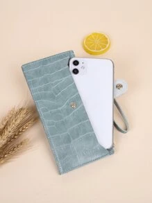 Ví dài in hình cá sấu đa năng, nhẹ, di động, thẻ tín dụng, chứng minh nhân dân, dành cho nhân viên văn phòng, dành cho nữ, dành cho phụ nữ, ngày lễ, kỷ niệm, quà tặng sinh nhật, phụ kiện, quà tặng - Màu xanh Cadet - Xem 6