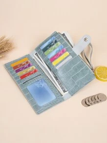 Ví dài in hình cá sấu đa năng, nhẹ, di động, thẻ tín dụng, chứng minh nhân dân, dành cho nhân viên văn phòng, dành cho nữ, dành cho phụ nữ, ngày lễ, kỷ niệm, quà tặng sinh nhật, phụ kiện, quà tặng - Màu xanh Cadet - Xem 7