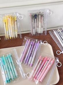 6 piezas Pluma de gel con estampado de letra - Blanco - Ver 2