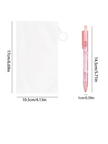 6 piezas Pluma de gel con estampado de letra - Blanco - Ver 5