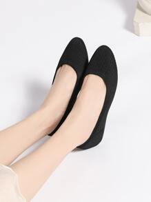 2023 Mùa Thu Hàng Mới Về Nữ Dệt Kim Đế Cao Su Thoáng Khí Đế Nhẹ, Plus Size ( 41-44 ) - màu đen - Xem 6