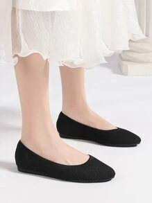 2023 Mùa Thu Hàng Mới Về Nữ Dệt Kim Đế Cao Su Thoáng Khí Đế Nhẹ, Plus Size ( 41-44 ) - màu đen - Xem 5