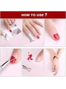 100Pcs Nail Art Foil Wraps Nail Art Foil Manicure Tin Foil Light Therapy Nail Remover Tin Foil - Silver - View 3