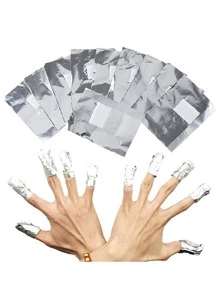 100Pcs Nail Art Foil Wraps Nail Art Foil Manicure Tin Foil Light Therapy Nail Remover Tin Foil - Silver - View 6