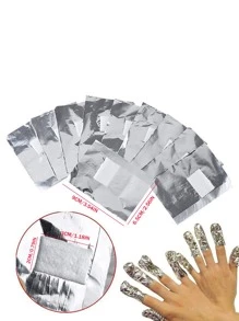 100Pcs Nail Art Foil Wraps Nail Art Foil Manicure Tin Foil Light Therapy Nail Remover Tin Foil - Silver - View 5