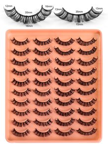 假睫毛，20 對超長假睫毛立體假睫毛自然交叉全假睫毛眼睫毛延長假睫毛假睫毛條