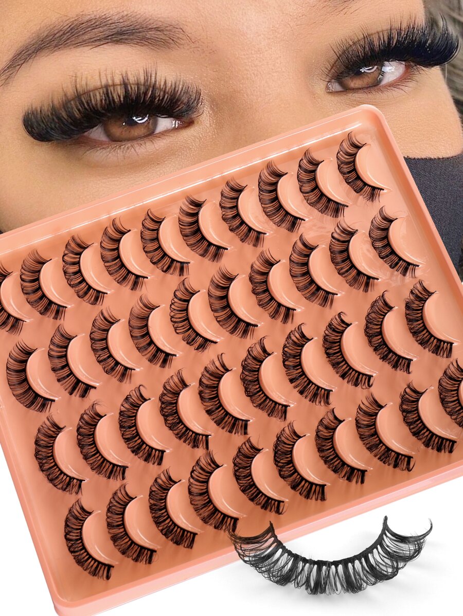 假睫毛，20 對超長假睫毛立體假睫毛自然交叉全假睫毛眼睫毛延長假睫毛假睫毛條