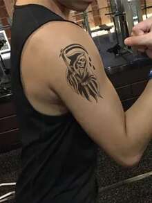 1 Pieza Etiqueta Engomada Temporal Del Tatuaje Personalizada Al Estilo Gótico Oscuro - Negro - Ver 2