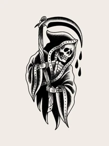 1 Pieza Etiqueta Engomada Temporal Del Tatuaje Personalizada Al Estilo Gótico Oscuro - Negro - Ver 1