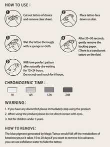 1 Pieza Etiqueta Engomada Temporal Del Tatuaje Personalizada Al Estilo Gótico Oscuro - Negro - Ver 4