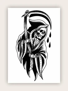 1 Pieza Etiqueta Engomada Temporal Del Tatuaje Personalizada Al Estilo Gótico Oscuro - Negro - Ver 3