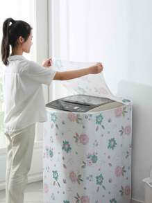 Dustproof Cover For Washing Machine - Blue and White - View 2