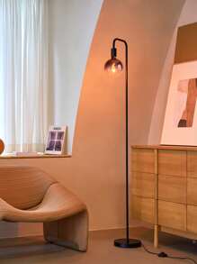 ONEWISH Floor Lamp for Living Room - Minimalist Industrial Standing Lamp with Modern LED Bulb, Globe Black Clear Glass 6", 1800K Warm Ambiant Lighting Decorative Tall Floor Lamp for Bedroom Office - 黑色 - 查看 1